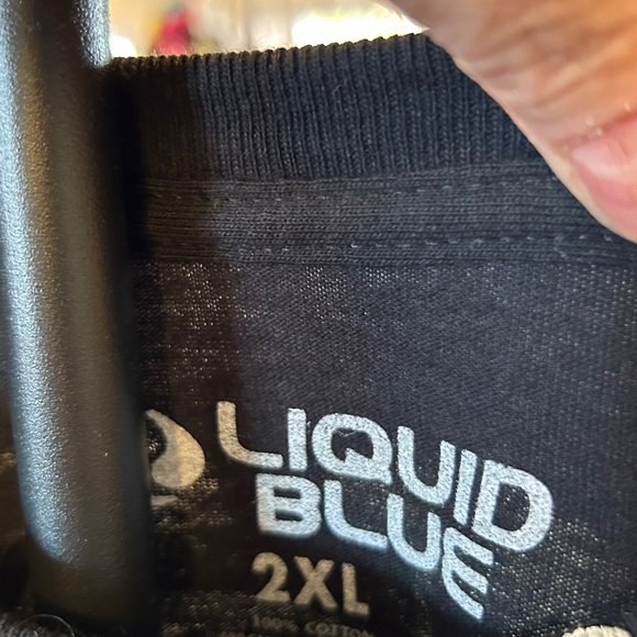 Liquid Blue AOP Skull Graphic T-Shirt | 2XL | Black Gothic Tee - Picture 4 of 5